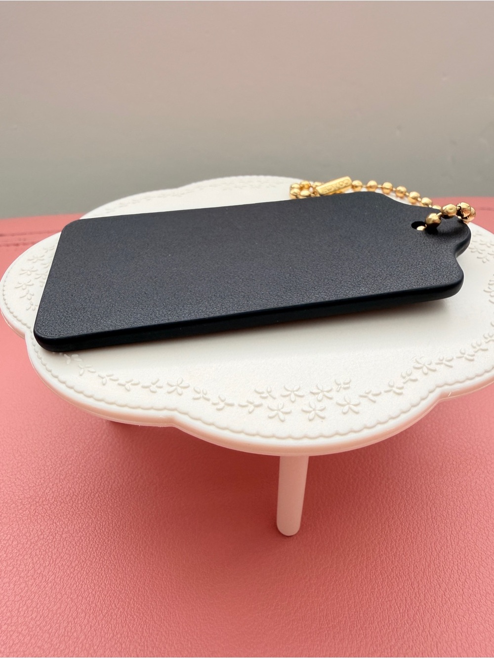 NWOT | Coach Black Leather Hang Tag with Brass Chain - Picture 7 of 9